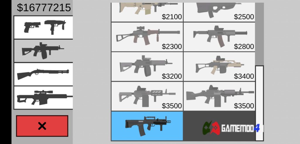 Hình ảnh vũ khí trong game hack Flat Zombies full tiền