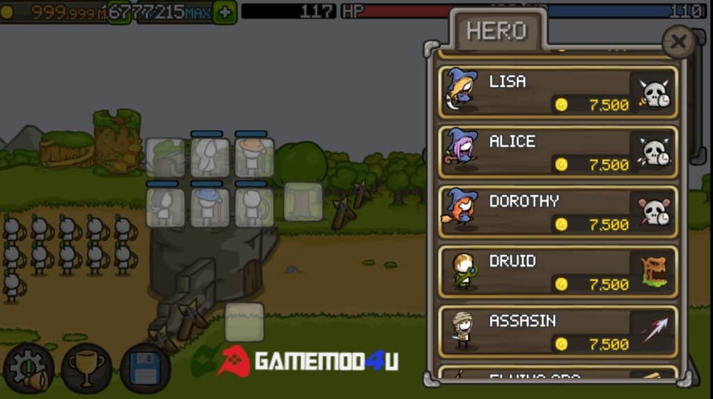 Các anh hùng có trong game chiến thuật Grow Castle mod full tiền