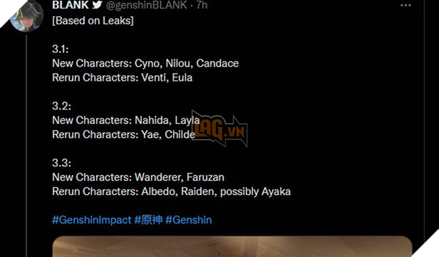 Genshin Impact: Leaker hé lộ tất cả Banner nhân vật của bản 3.1, 3.2 và 3.3 sắp tới 2